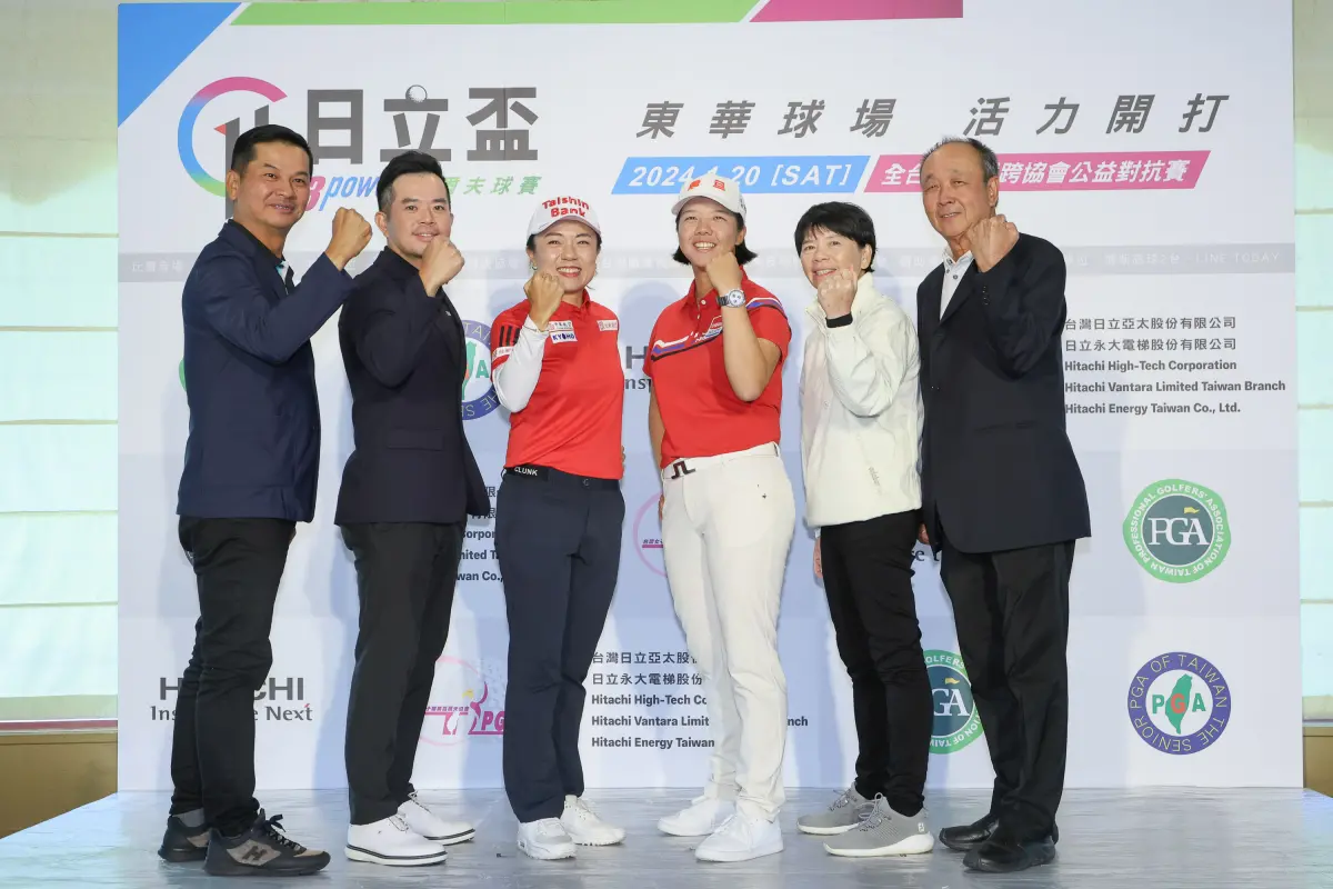 ▲(右起)長春隊隊長陳志明、長春隊曾秀鳳、女子隊張雅淳、女子隊隊長蔡佩穎、男子隊詹世昌、男子隊隊長林文堂一同合影。(圖／TLPGA提供)