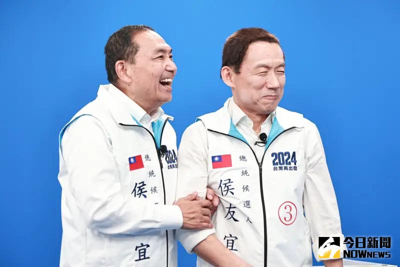 ▲國民黨總統候選人侯友宜說,郭子乾不過還是太瘦了。(圖/記者葉政勳攝,2023.12.28)