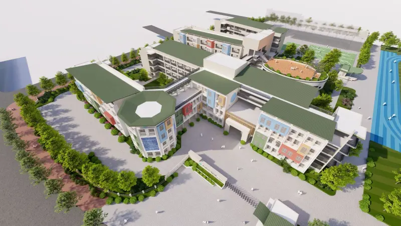 ▲六家高中、湖口高中校舍增建工程進度也順利持續進行,圖為湖口高中示意圖。(圖/新竹縣政府提供)