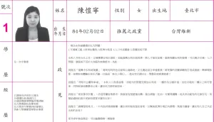 ▲陳愷寧在2020立委選舉公報中，稱自己15歲開始在各地打工為生、19歲獨自赴澳洲打工。（圖／翻攝中選會網站）