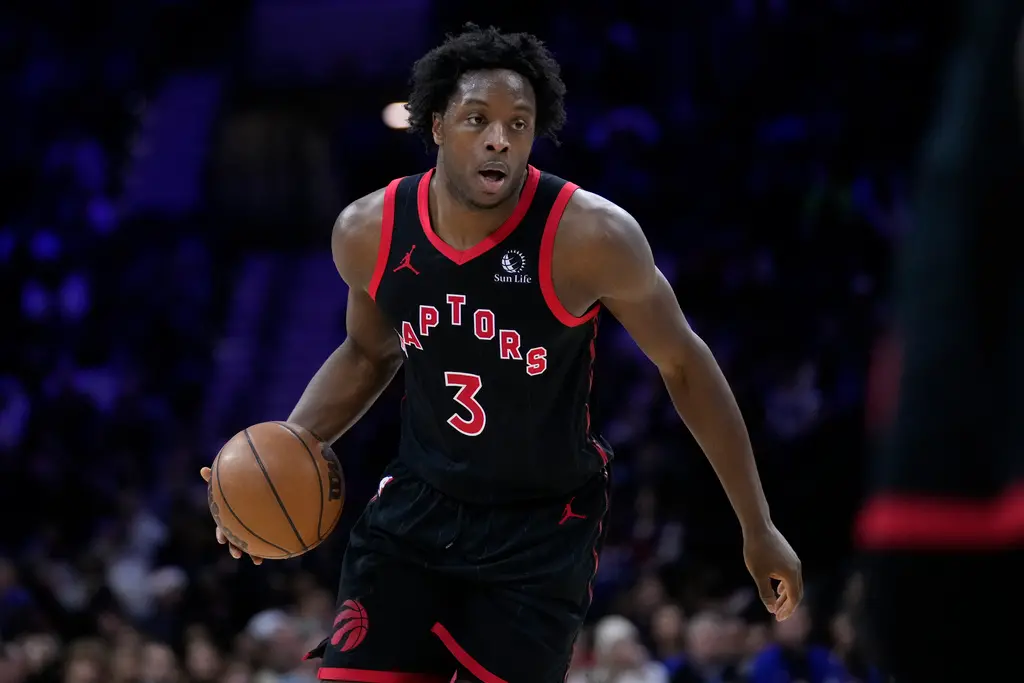 ▲OG Anunoby在今晨剛剛被交易，這也導致多倫多暴龍今天沒有足夠的可用之兵，最終幫助底特律活塞終止28連敗。（圖／美聯社／達志影像）