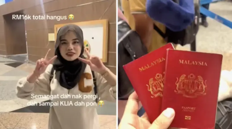 ▲馬來西亞一對夫妻原本要到土耳其度蜜月，結果因丈夫的護照被雨水淋濕而被拒登機，蜜月旅行泡湯。（圖／翻攝自TikTok fikryyazman）