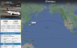 ▲全日空航空 NH 106航班，順利完成「時空旅行」。（圖／取自X@flightradar24）