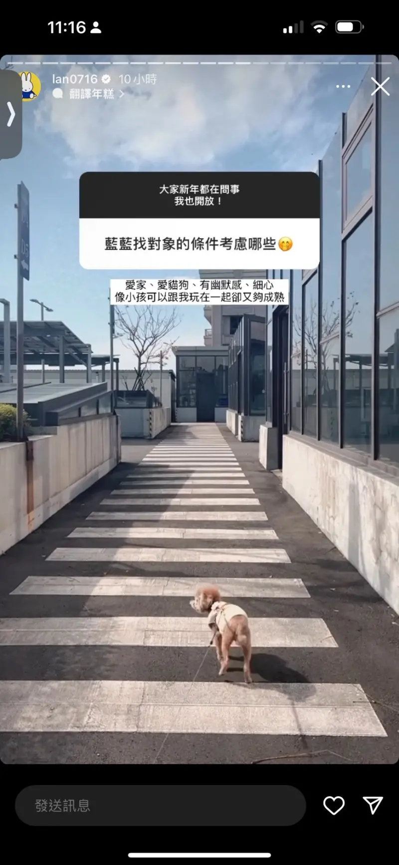 ▲籃籃公開理想對象條件。（圖／籃籃IG）