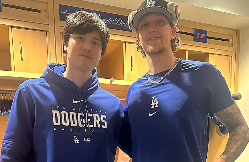 ▲洛杉磯道奇隊菜鳥Kendall Williams在個人IG放上跟大谷翔平的合照。（圖／Kendall WilliamsIG)