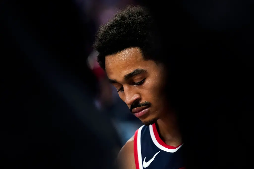 ▲華盛頓巫師今（7）日在主場以105:121輸給紐約尼克，巫師控衛Jordan Poole延續本季表現，10投4中，攻下10分。（圖／美聯社／達志影像）