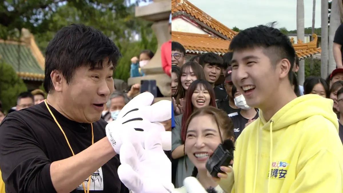 ▲胡釋安（右圖）上節目大膽討獎金，氣得胡瓜怒爆料，「你把我車子開壞耶！」父子倆互動讓大家笑翻。（圖／ 民視提供）