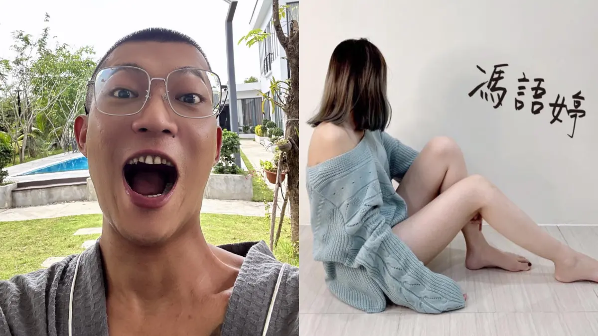 ▲鳳梨開告馮語婷（右），親赴地檢署拍到疑似馮語婷真面目，直呼「原來長這樣」，卻被本人打臉了。（圖／鳳梨、馮語婷臉書）