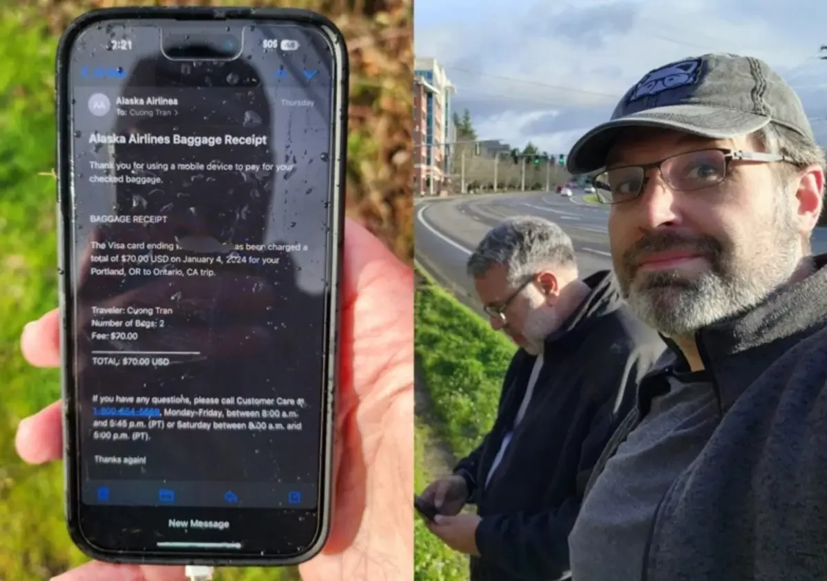 ▲美國國家運輸安全委員會發現疑似從美國阿拉斯加航空ASA1282艙門脫落事件掉落的iPhone。（圖／翻攝自X@SeanSafyre）