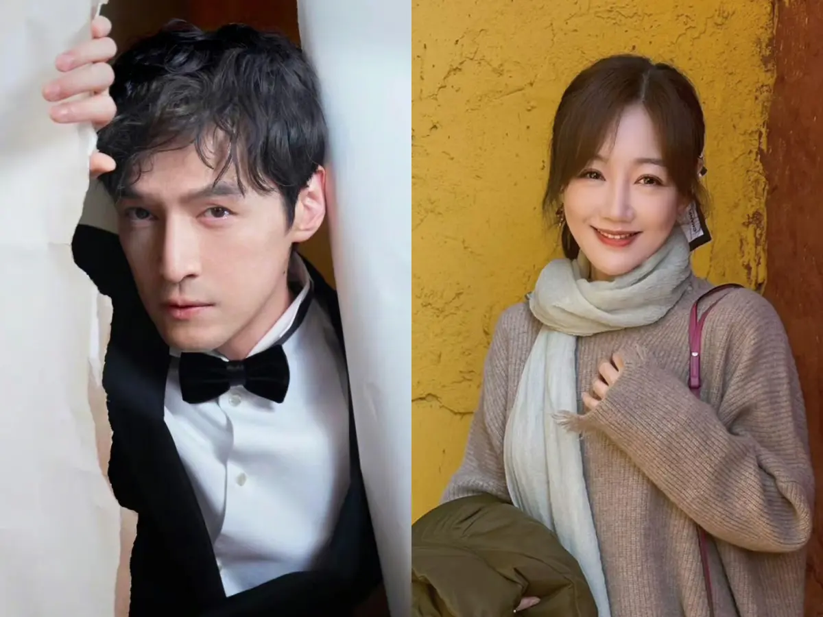 ▲薛佳凝（右）與胡歌分手後淡出演藝圈，帶髮出家修行。（圖／翻攝微博）