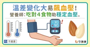 溫差變化大易飆血壓！營養師：吃對４食物助穩定血壓。
