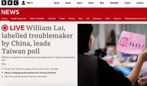 全球都在看！台灣大選登BBC首頁：賴清德勝利是對中國的重大拒絕
