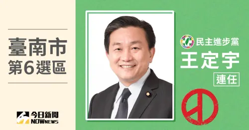 台南市立委當選人／第6選區王定宇　票數89235、得票率46.91％
