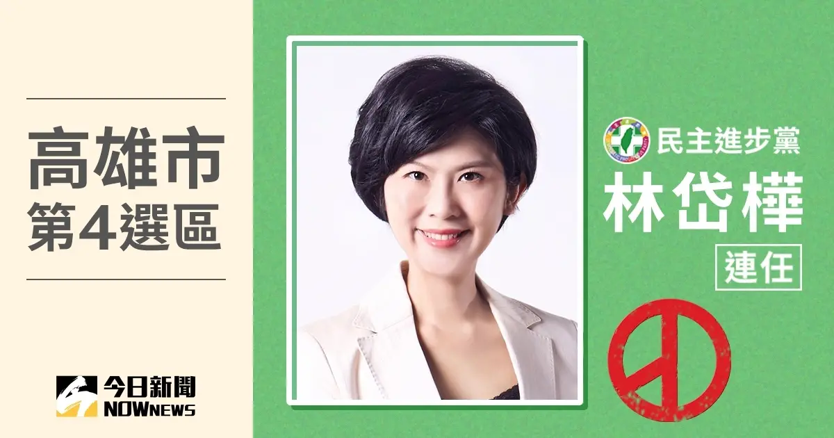 ▲民進黨林岱樺當選高雄市第4選區立委，獲得121,001票、得票率為65.31％，成功挑戰7連霸。(圖／NOWnews社群中心製圖）