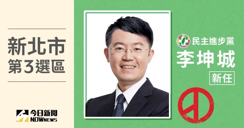 ▲新北市第3選區立委當選人李坤城。（圖／NOWnews社群中心製圖）