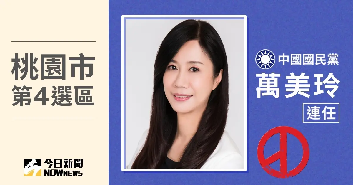 ▲桃園市第4選區立委開票，由國民黨候選人、現任立委萬美玲當選，成功連任。（圖／NOWnews社群中心製）