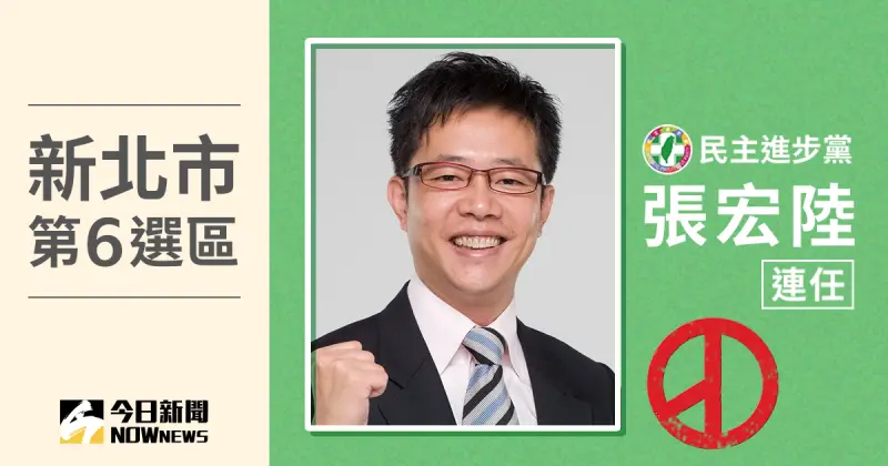 ▲新北第6選區民進黨候選人張宏陸成功連任，得票數78847、得票率48.99%。（圖／NOWnews社群中心製圖）