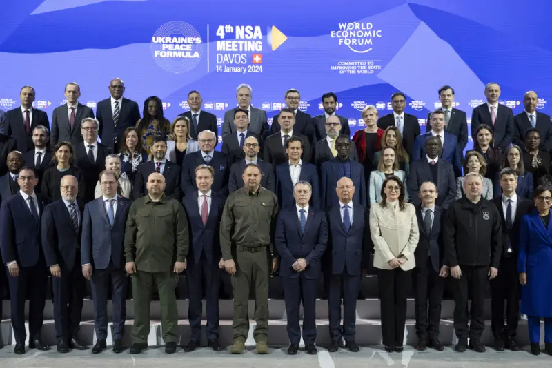 ▲烏克蘭今（14）日在瑞士達沃斯（Davos）與來自世界各地的國家安全顧問舉行會議，旨在推動其提出的和平方案以結束與俄羅斯的戰爭。（圖／美聯社／達志影像）