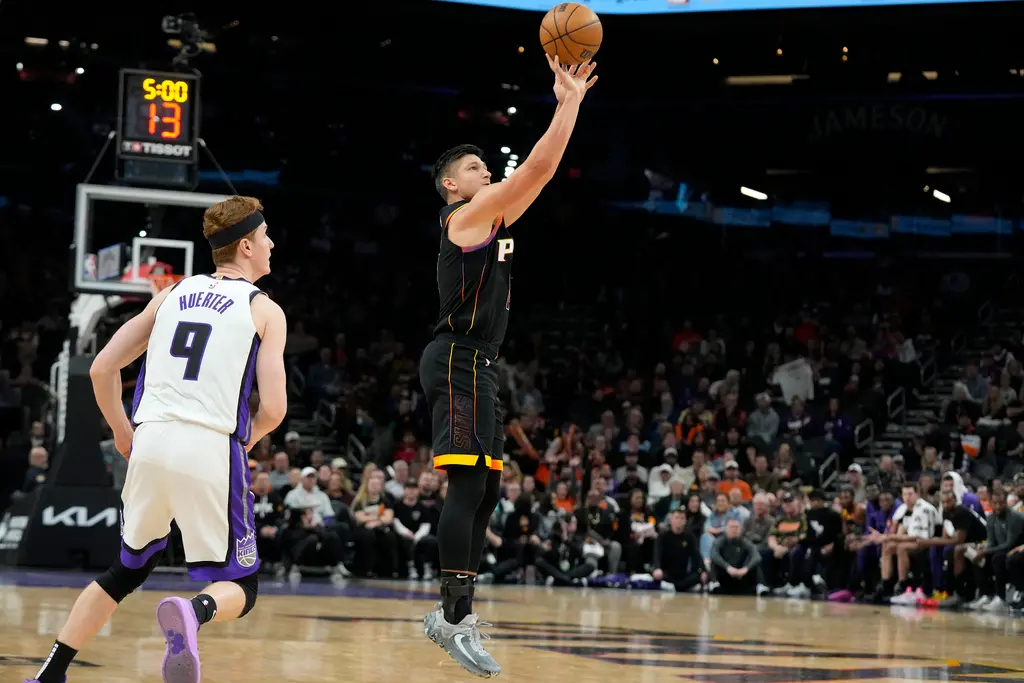 ▲太陽前鋒Grayson Allen單場投進9個三分球，寫下隊史新紀錄。（圖／美聯社／達志影像）