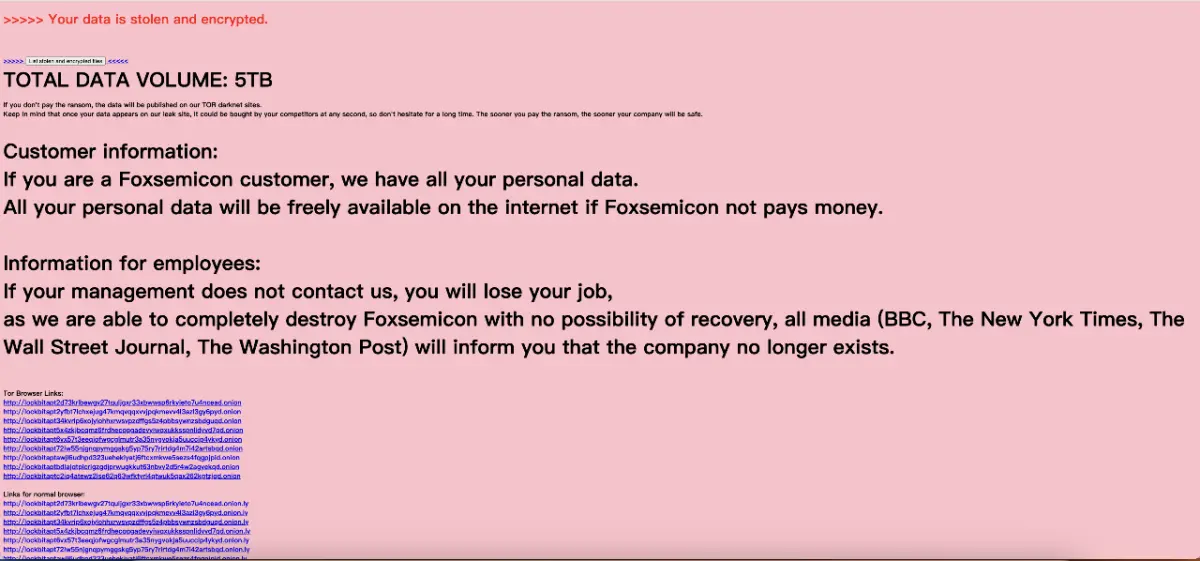 ▲鴻海集團旗下半導體設備廠「京鼎」美國官網遭到駭客入侵，內容提到要勒索錢財，如果不給錢，將洩露客戶個資，甚至摧毀資料、讓員工失業。（擷取自京鼎美國官網）