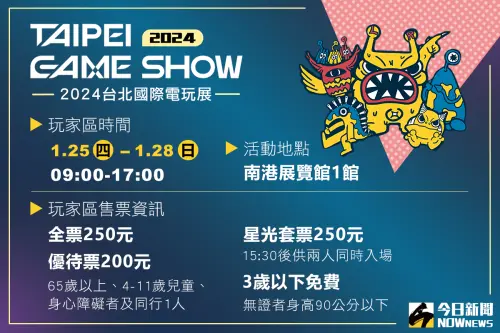 ▲「2024台北國際電玩展」將於2024年1月25日至1月28日，於南港展覽館1館登場。（圖／NOWnews社群中心製）