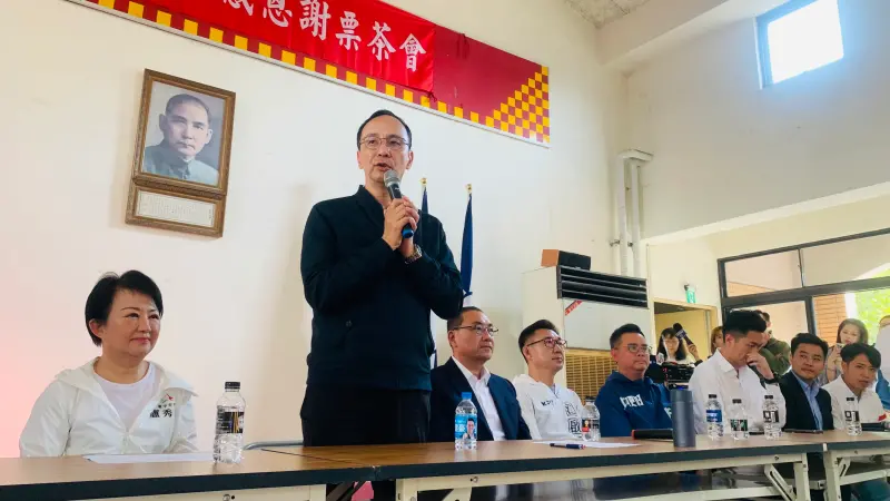 ▲朱立倫強調國民黨路線一直是親美和中，不曾改變。（圖／記者顏幸如攝，2024.01.20）