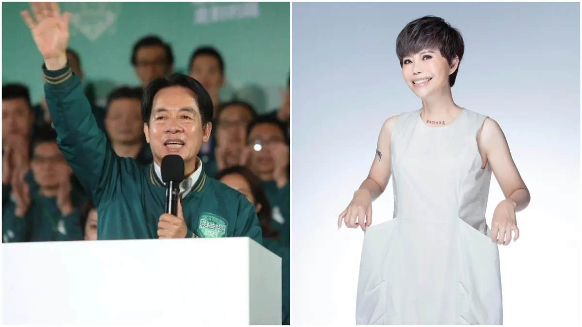 ▲新任總統賴清德（左圖）送上花籃、卡片祝福詹雅雯演唱會成功。（圖／NOWnews攝影中心、寬宏藝術提供）