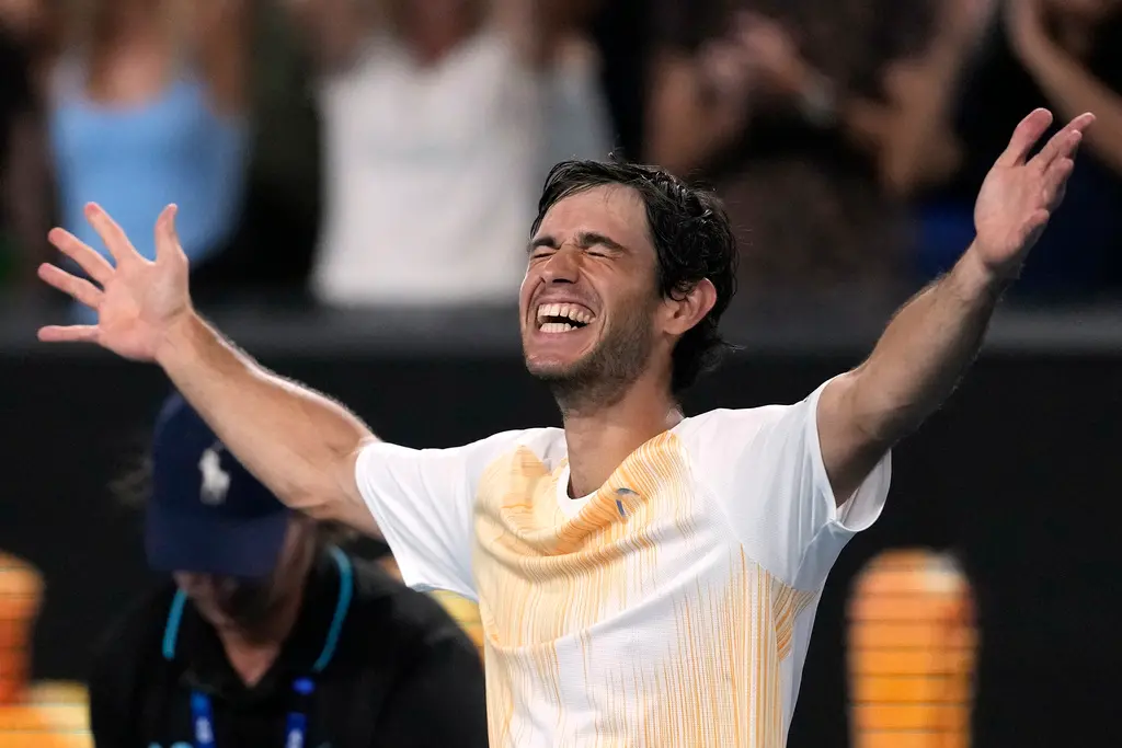 ▲葡萄牙歷史第一人！世界排名第69位的Nuno Borges連破兩大種子選手，成澳網男單最大黑馬。（圖／美聯社／達志影像）