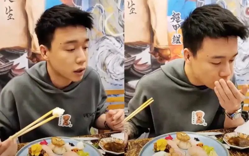 ▲Toyz日前到超哥開的「超甲組海鮮丼飯」店用餐點評,表示魚肉好吃,不過醋飯非常難吃。(圖/Toyz直播)
