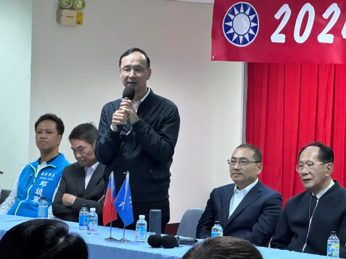 ▲國民黨主席朱立倫說，堅定支持韓江配。（圖／國民黨提供）