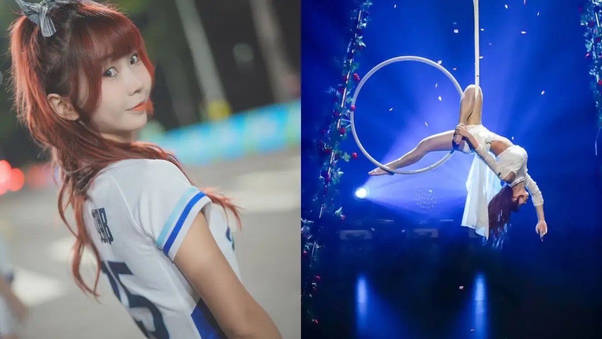 ▲富邦啦啦隊成員安娜，宛如精靈盡情在空中旋轉跳躍，搭配麋先生的歌曲表演，成功感動粉絲，就連偶像麋先生都來轉發大讚，「真的太厲害了！」（圖／安娜提供）