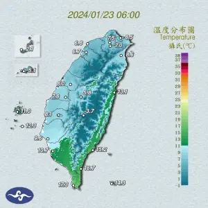 ▲寒流籠罩台灣，北部地區持續有局部雨，體感濕冷，今日白天氣溫也不超過攝氏10度。（圖／翻攝中央氣象署官網）