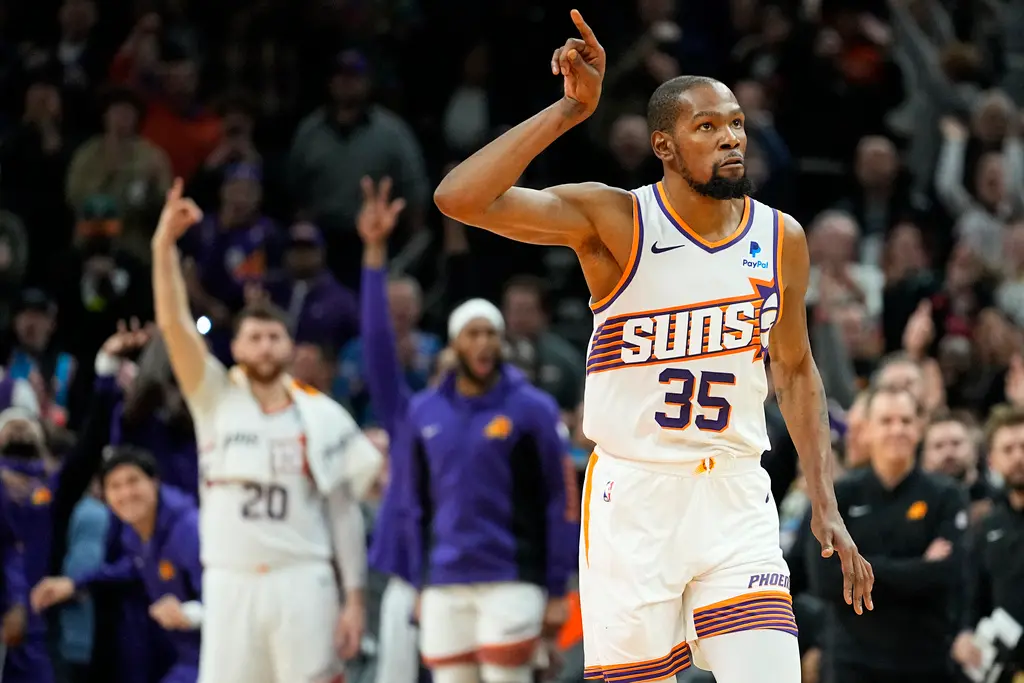 ▲太陽當家球星Kevin Durant狂轟43分。（圖／美聯社／達志影像）