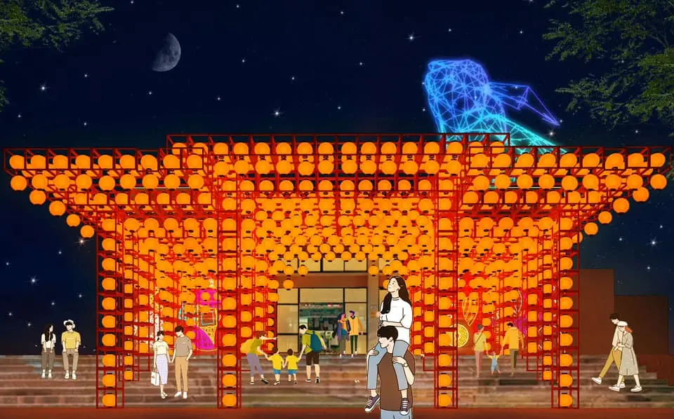 ▲黃瓊慧表示，去年的燈架造型，今年會在南昌營區再看到一次，「一整個複製貼上的概念！（圖／翻攝「黃瓊慧 桃園觀察日記」）