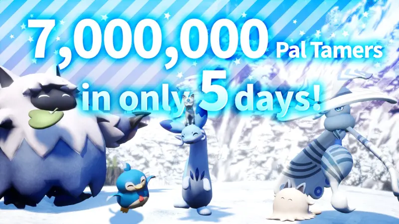 ▲今（24）日官方《幻獸帕魯》宣布，遊戲上市5天之內，已經狂銷出700萬套。（圖／取自X@Palworld）