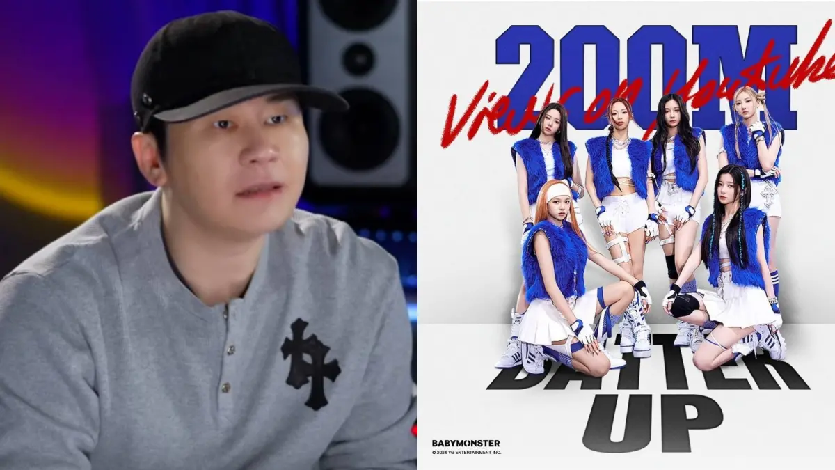 ▲「YG娛樂」總製作人梁鉉錫（左）買200億公司股票，同時公開BABYMONSTER團體回歸的消息，令BLACKPINK粉絲相當不滿。（圖／轉攝自YG Youtube頻道、BABYMONSTER IG）