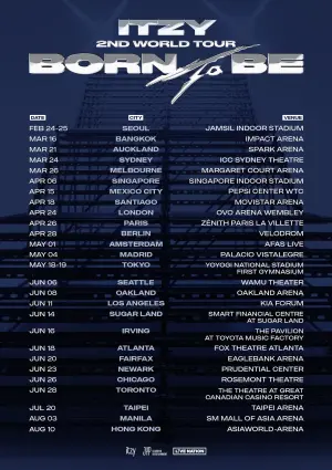 ▲ITZY世界巡迴演唱會行程表。（圖／ITZY臉書）