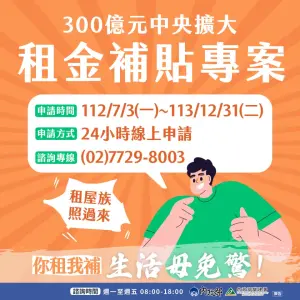 ▲內政部300億元中央擴大租金補貼專案計畫至今年底。（圖／內政部）