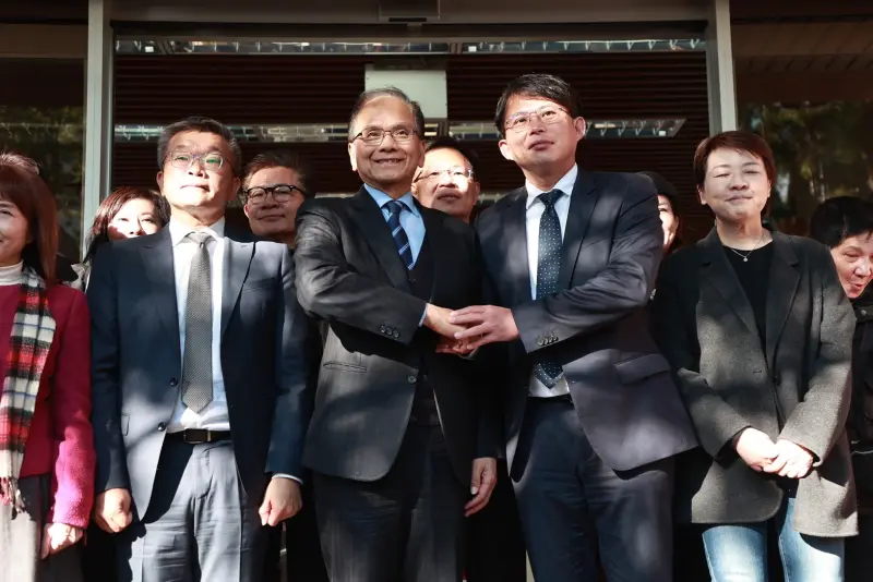 ▲游錫堃、蔡其昌下午拜會民眾黨團。（圖／記者葉政勳攝 , 2024.01.29）