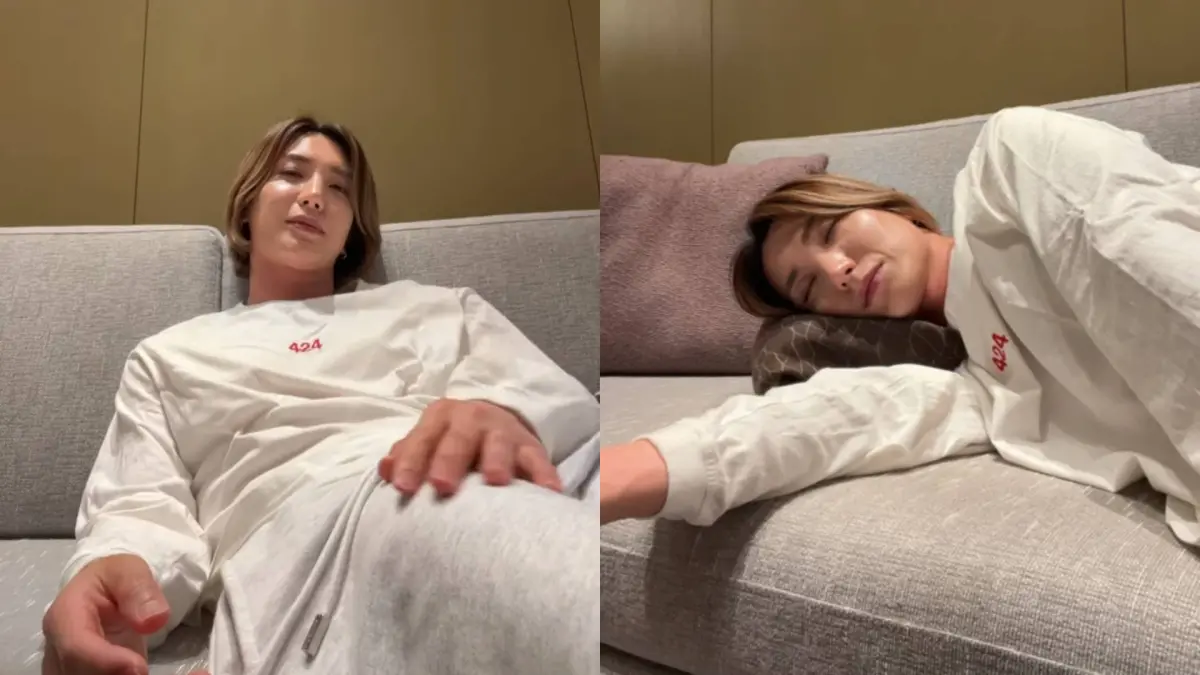 ▲Super Junior利特活動結束後開直播與粉絲聊天，累到在鏡頭前睡著。（圖／轉攝自利特Youtube）