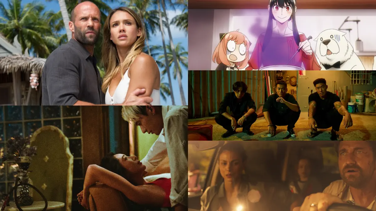 ▲CATCHPLAY電影台接棒周星馳陪大家過年，過年首播「台味電影」《我最愛的笨男人》（右中），注意《非殺人小說》劉冠廷（左下圖右）有床戲，《極速秒殺2》（左上）、《SPY×FAMILY 間諜家家酒 S2》（右上）、《天劫倒數》精采輪播。（圖／CATCHPLAY+）