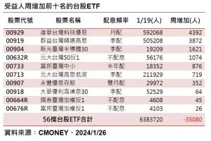 ▲一周台股ETF受益人。（資料來源／CMONEY）