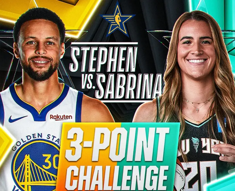 ▲今年的NBA明星賽三分球大賽，NBA三分球之王Stephen Curry與「女柯瑞」Sabrina Ionescu將正面交火。（圖／翻攝自NBA X）