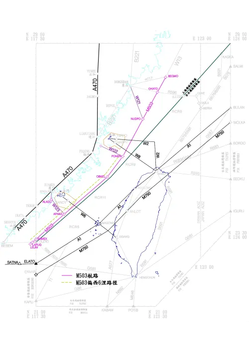 ▲M503 W122 W123示意圖。（圖／民航局提供）