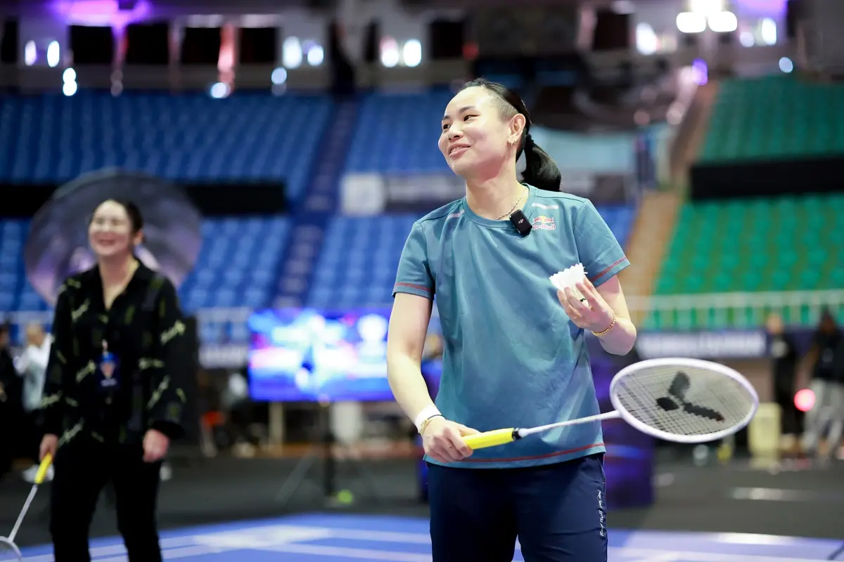 ▲戴資穎今（3）日在「Red Bull鬥拍」活動上與Lulu黃路梓茵、王齊麟組隊，迎戰全台最強民間高手，最終順利奪冠。（圖／Red Bull提供）