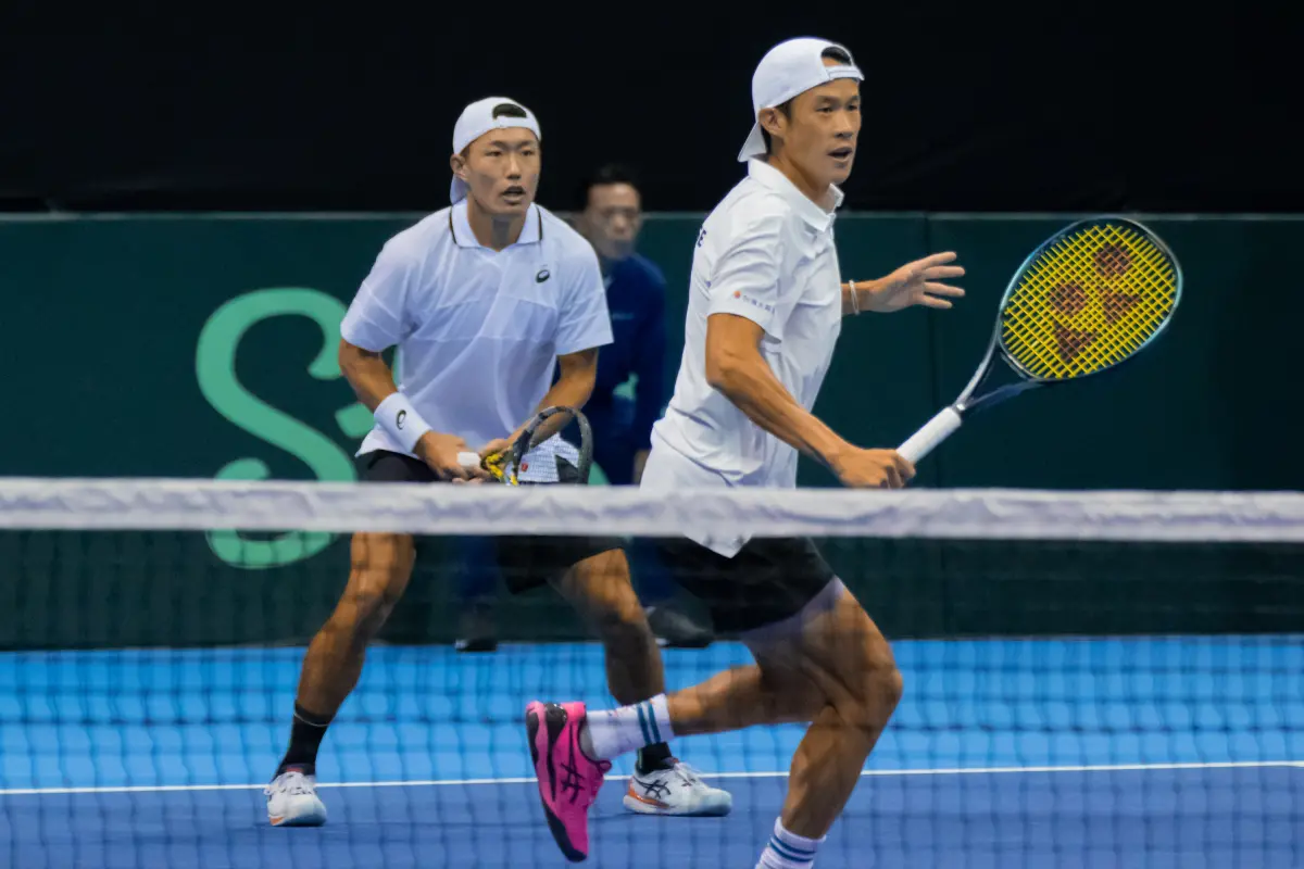 ▲中華隊雙打組合莊吉生／許育修，對上法國5屆大滿貫冠軍馬俞（Nicolas Mahut）和瓦塞林（Edouard Roger-Vasselin）的老經驗組合。（圖／海碩行銷提供）