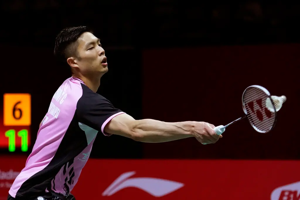 ▲周天成在法國羽球公開賽男單首輪浴血奮戰，可惜苦戰三盤敗陣。（圖／美聯社／達志影像）