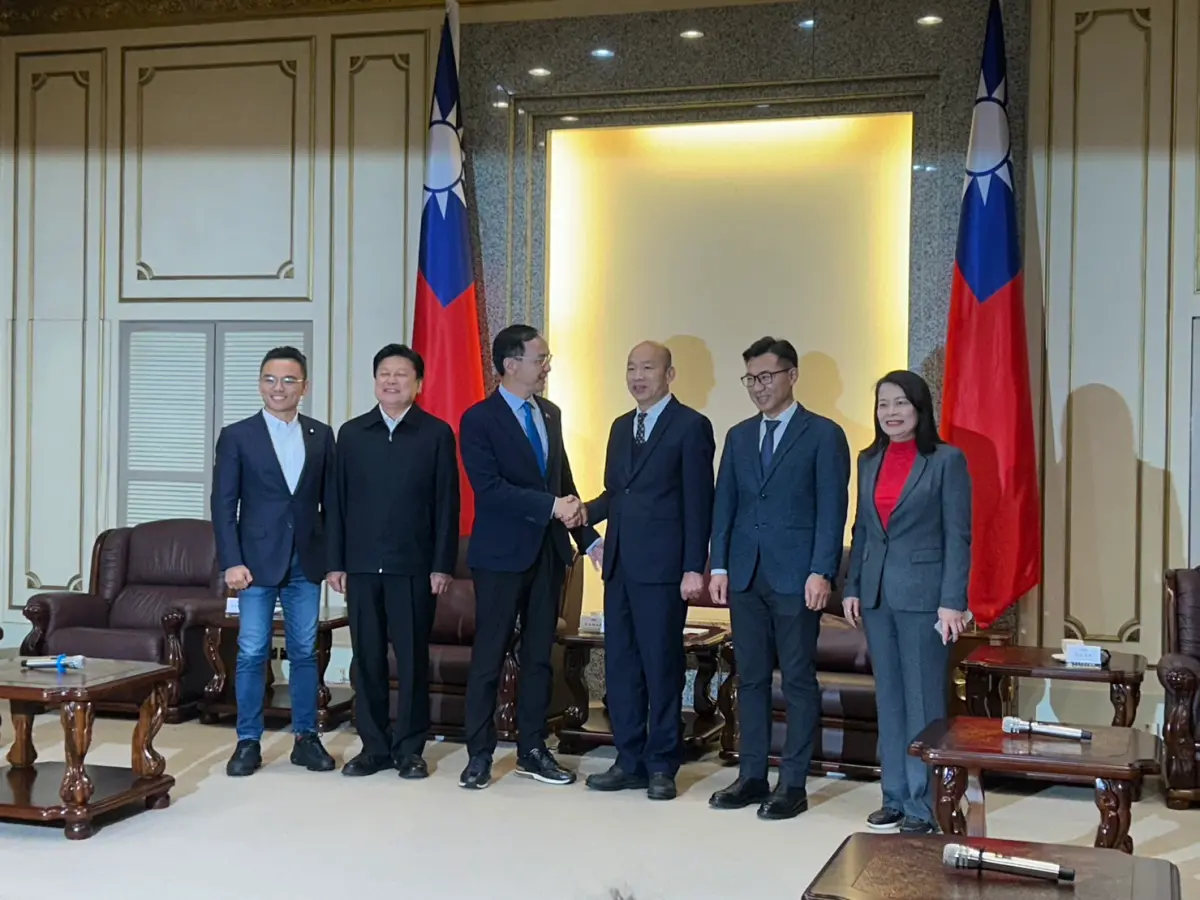 ▲立法院長韓國瑜今天接見國民黨主席朱立倫。（圖／記者林怡昕攝，2024.02.05）