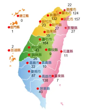 2023年春節前刮刮樂1087個百萬元(含)以上獎項得主各縣市分布。(圖/台彩提供) ▲2023年春節前刮刮樂1087個百萬元(含)以上獎項得主各縣市分布。(圖/台彩提供)