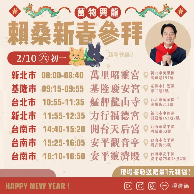 ▲賴清德參香行程。(圖/賴清德Line)